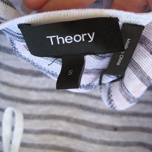 NWT Theory Low Back Striped Pullover Knit Top - Picture 8 of 9